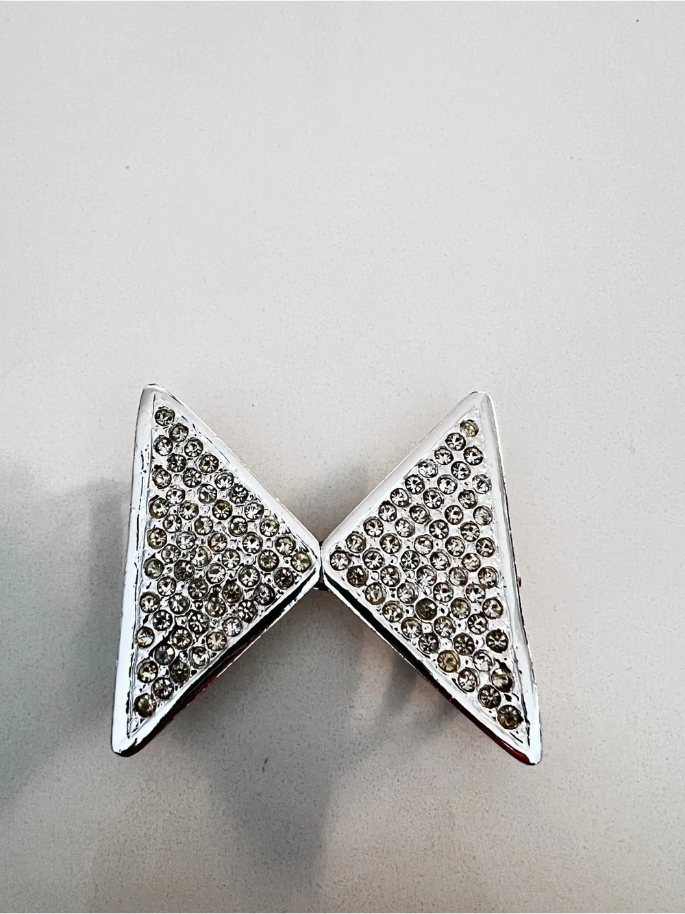 Vintage 80s Geometric Rhinestone Large Belt Buckle Triangles Statement